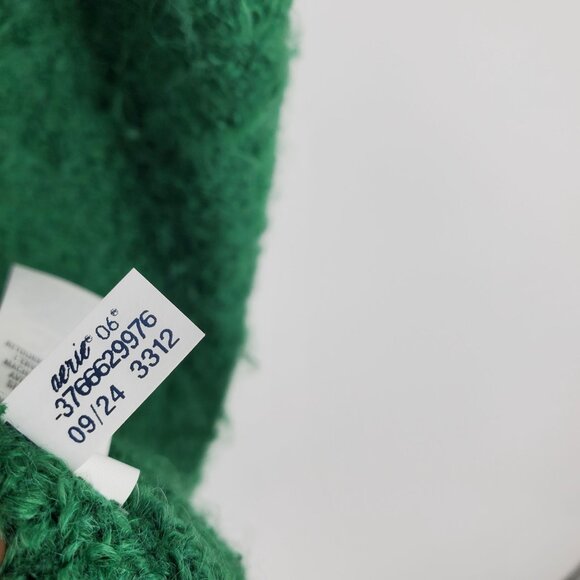 Aerie Off Duty Fuzzy Dark Green V Neck Long Sleeved Pullover Sweater Shirt Small - Picture 4 of 9